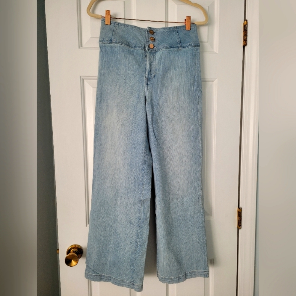 Blue Flare Wide Leg High-Waisted Jeans